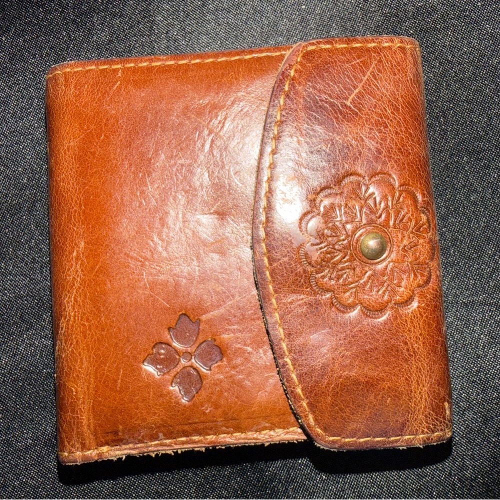 Patricia Nash Brown Leather Wallet with Floral Design